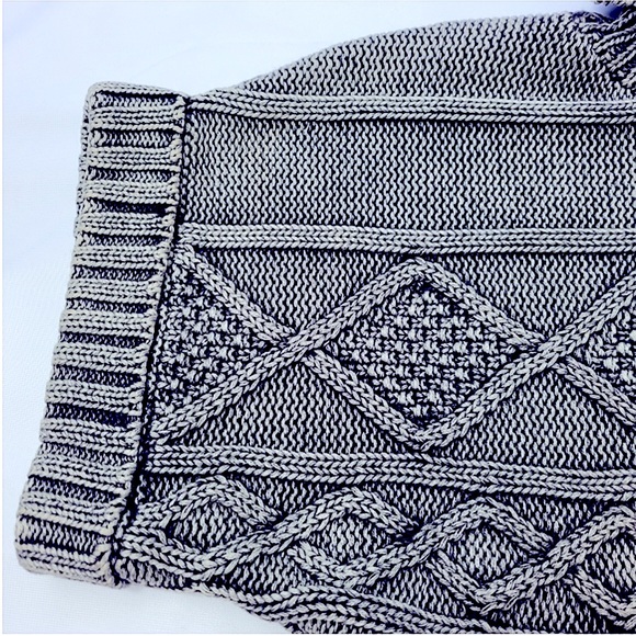 *Nine West* Black Gray Mineral Wash Chunky Turtleneck Cable Knit Sweater, Med. - Picture 3 of 16